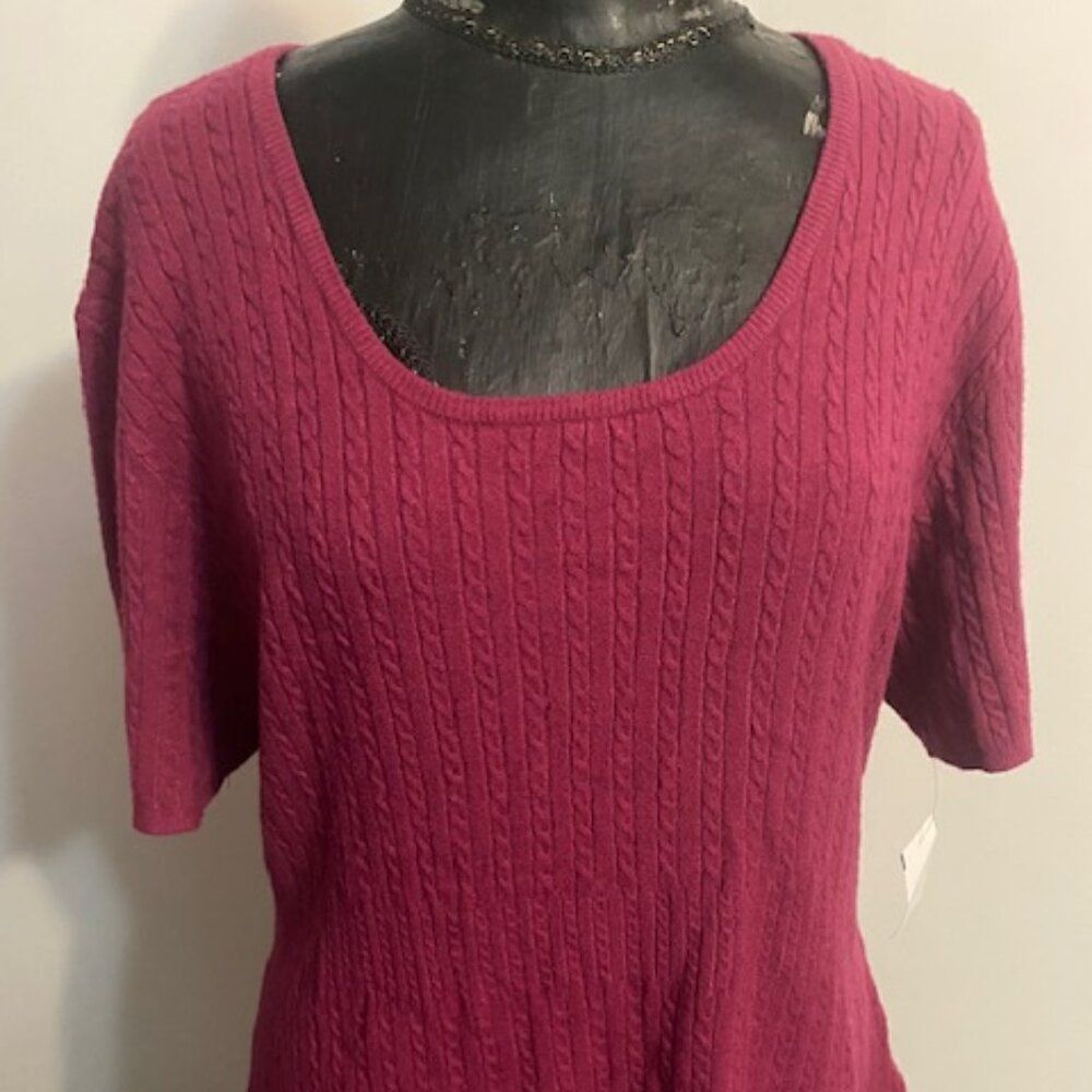 Ontwelfth Cranberry scoop neck rib Knit sweater, size 2X